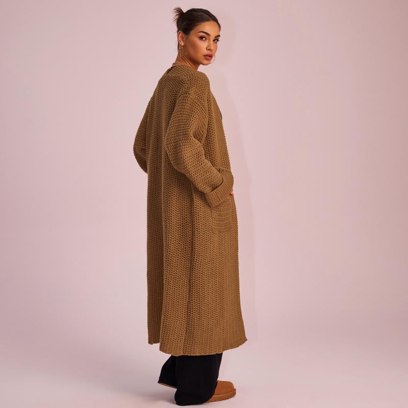 Joyfunear Women'S Autumn and Winter Knitted Long Sleeved Hoodie Casual Home Cardigan Long Sweater with Pockets