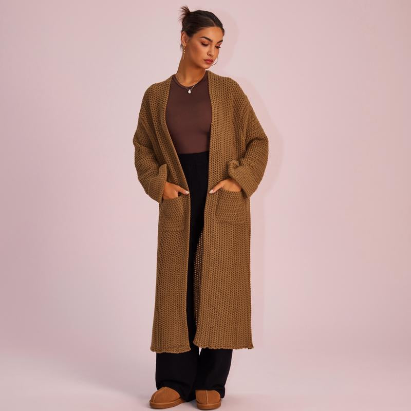 Joyfunear Women'S Autumn and Winter Knitted Long Sleeved Hoodie Casual Home Cardigan Long Sweater with Pockets