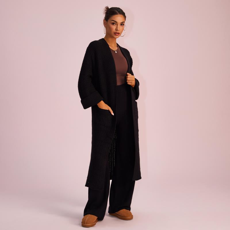 Joyfunear Women'S Autumn and Winter Knitted Long Sleeved Hoodie Casual Home Cardigan Long Sweater with Pockets