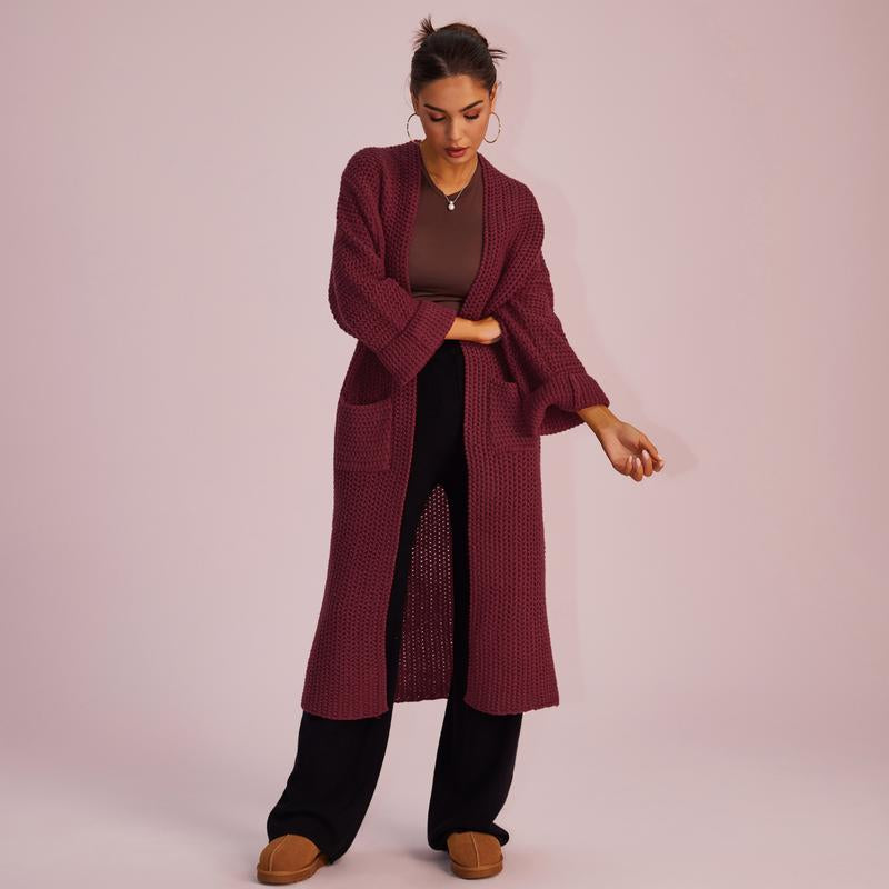 Joyfunear Women'S Autumn and Winter Knitted Long Sleeved Hoodie Casual Home Cardigan Long Sweater with Pockets